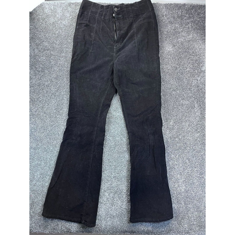 We The Free Black Corduroy Flare Womens Pants Size 32 With Button Closure